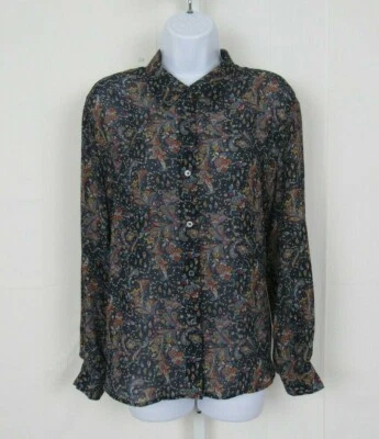 VTG 1980s 90s LIZ CLAIBORNE LIZSPORT PETITE FLORAL PAISLEY BLOUSE SIZE LARGE - Image 1 of 4