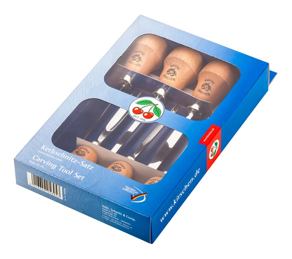 Kirschen Kerbschnitzsatz 6 - tlg. im SB-Karton mit Birnenheft - 5696 - Bild 1 von 1