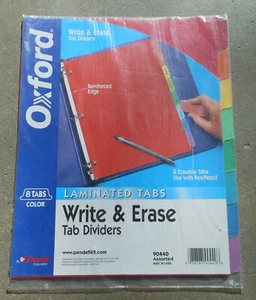 OXFORD 90440 8 TABS FARBIG SCHREIBEN UND LÖSCHEN KUNSTSTOFF TEILER KOSTENLOSER VERSAND - Bild 1 von 1