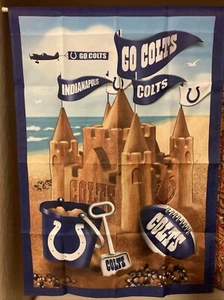 NFL Indianapolis Colts Flag 28”x39.5” Summer Beach Sand Castle “Go Colts” Used - Picture 1 of 12