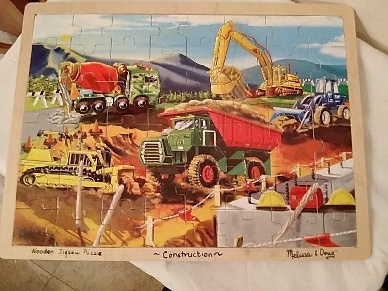 Melissa & Doug Construction Puzzle multicolor wood frame cardboard pieces  - Image 1 of 3