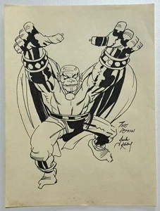 Jack Kirby (Handmade) Drawing On old Paper Signed & Stamped, Vtg Art - Picture 1 of 4