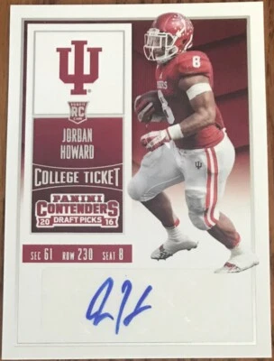 2016 Panini Contenders Draft Picks Rookie Autograph Jordan Howard #266 Indiana - Image 1 of 2