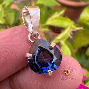Colgante de piedras preciosas sueltas de zafiro azul natural certificado 11,20 quilates de plata maciza 925 - Imagen 1 de 6