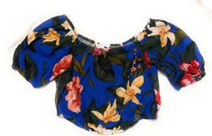 cupcakes and cashmere Linen-Blend Floral Crop Top Blouse - Size XS - Picture 1 of 2