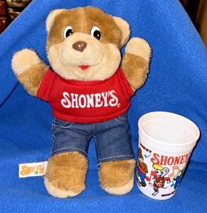 Shoney’s Restaurant Shoney Bear Stuffed Plush and Plastic Mascot Collector Cup - Picture 1 of 16