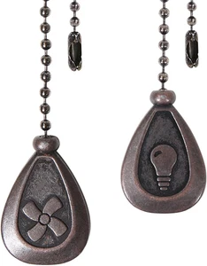 Ceiling Fan Pull Chain Extenders 2 Pack, Decorative Waterdrop Look (Retro) - Picture 1 of 12