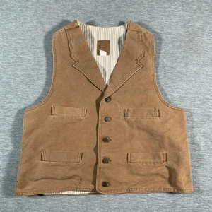 Wahmaker Vest Mens Large Brown Four Pocket Button Up Canvas Workwear Yuma AZ - Picture 1 of 12