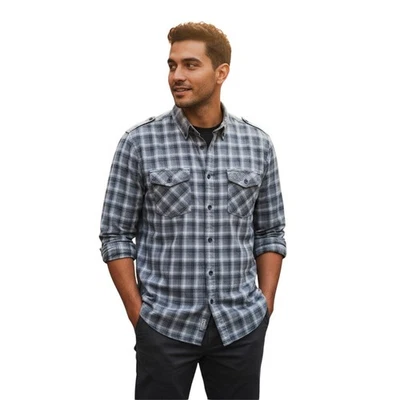 FCUK Shirt Men Size XLarge Grey Check Long Sleeve Button Down Casual Dress - Image 1 of 4
