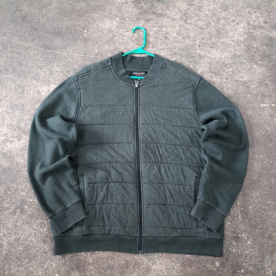 Vintage Structure Jacket Mens 2XL XXL Gray Full Zip Slim Fit Preppy Y2K Outdoor - Image 1 of 4