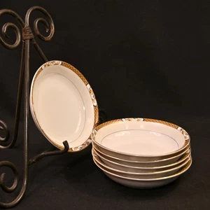Noritake 6 cuencos de postre de frutas banda geométrica florales con oro 1918 pintados a mano - Imagen 1 de 14