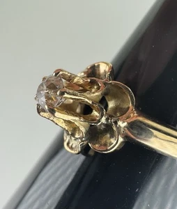 Antique 14k Yellow Gold Old Mine Diamond Buttercup Ring Sz. 4.75 Victorian 2.5g - Picture 1 of 13