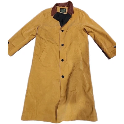 MENS ORVIS SIGNATURE LYOCELL WOOL LINED LEATHER COLLAR TRENCH COAT OVERCOAT L - Image 1 of 4