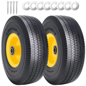 2Pack 10 x 4.10/3.50-4" Solid PU Run-Flat Tire Wheel with 5/8"Axle Bore Hole ... - Picture 1 of 7