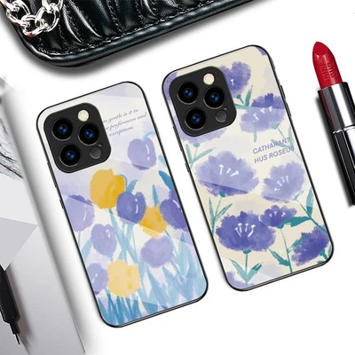 For Samsung Case Tempered Glass Fresh Flower Phone Cover Skin Fashion Women Girl - Image 1 of 4