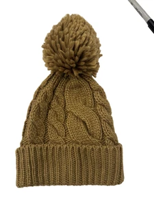 Michael Kors Women’s Cable Knit Beanie With Pom Tan - Picture 1 of 9