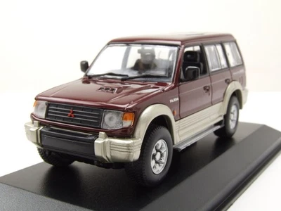 Mitsubishi Pajero Lwb 1991 Rosso Scuro Metallico Modellino Auto 1:43 Maxichamps - Immagine 1 di 4