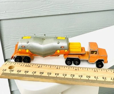 VINTAGE 1980 MAJORETTE MAGIRUS ORANGE SEMI TANKER TRUCK 1/100 DIECAST 5.5” - Image 1 of 4