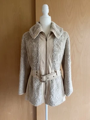 Jaqueta de pele sintética vintage Greenlea Originals com cinto combinando estrelas destro - Imagem 1 de 4