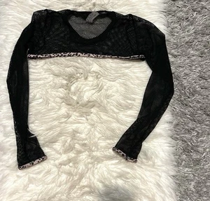 Schwarzes Netz Langarm Crop Top Größe: S - Bild 1 von 1