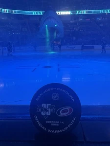 Michael Misa Debut Warm Up Puck San Jose Sharks Vs.Carolina Hurricanes 10/14/25 - Picture 1 of 2