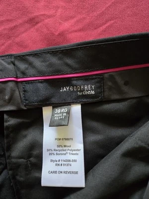 Jay Godfrey For Cintas Black Work Pants Men's 38RG Wool Poly Blend BNWT - Image 1 of 4