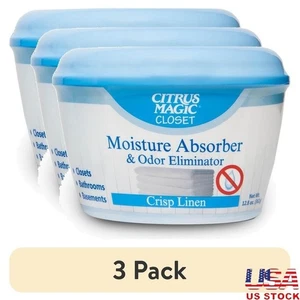 Moisture Absorber Odor Eliminator Crisp Linen Fresh Air Freshener 3 Pack New - Picture 1 of 9