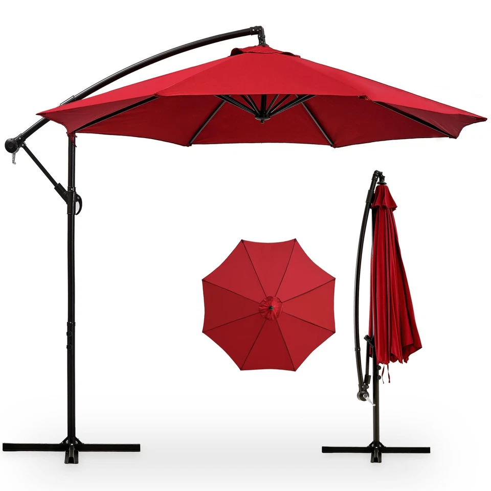 10ft Offset Hanging Patio Umbrella with UV Protection Waterproof for Outdoor/