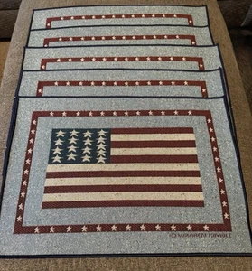 Warren Kimble American Flag Tapestry Placemats Set Of 5 Patriotic Kitchen Core - Picture 1 of 4