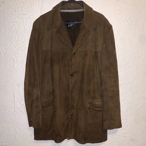 Giacca uomo pelle scamosciata vintage anni 70 Le Girerd con fodera marrone taglia 44 - Foto 1 di 8