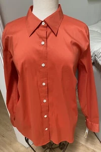 Camicia rossa nuova con etichette Talbots 14 W manica lunga misto cotone più $78 #291 - Foto 1 di 11