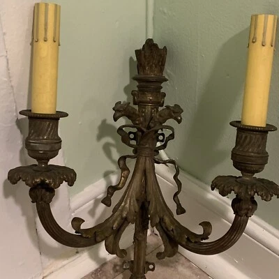 3 apliques de luces de pared de bronce estilo imperio raros con cabeza de águila Foto 1 de 4