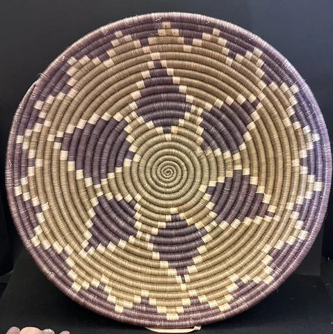 Woven Basket For Table or Wall Hanging Large  12”x3” Small 7”x2” Set Of Two Cover