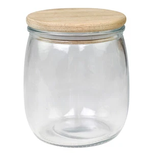 Aufbewahrungsglas mit Holzdeckel Vorratsglas Müsli Aufbewahrung Deko Glas Küche - Bild 1 von 5