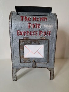 North Pole Express Post Mailbox Letters To Santa Rustic Metal - Picture 1 of 6