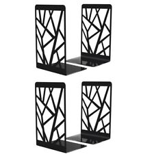 4 PCS Metal Modern Geometric Bookends Sturdy Non-Skid Bookend   Bookworms