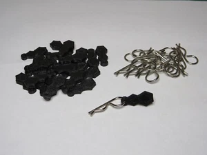 Clip e tiranti carrozzeria radiocomandata, ricambi auto rc nero con perni argento, ricambi rc 40pz - Foto 1 di 9