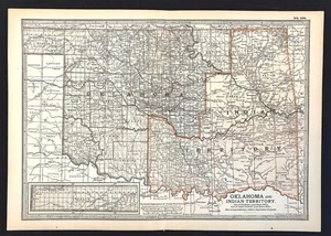 Karte Oklahoma 1901 und Indian Territory Karte Original Litho von Ben Eli Smith  - Bild 1 von 3
