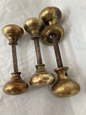 Three  Vintage Brass  Door Knobs • 18£