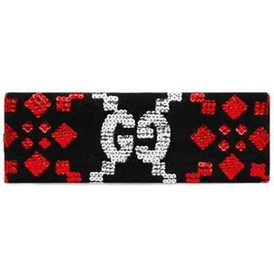 Gucci Black Sequin Silver Red GG Logo Wool Stretchy Headband Hair Small 56cm - Picture 1 of 10