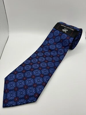 "Corbata Beverly Hills Polo Club para hombre 100 % seda azul rojo/marrón 60"" L 3,5"" W geométrica" Foto 1 de 4