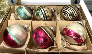 6 adornos navideños vintage brillantes de vidrio Brite de 3 pulgadas hechos en EE. UU. - Imagen 1 de 14