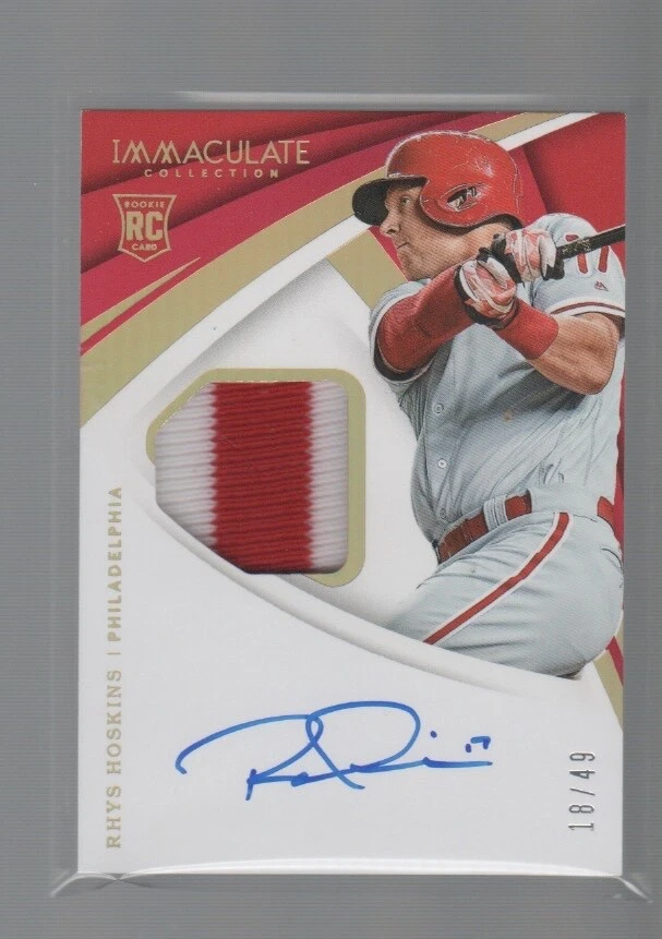 RHYS HOSKINS 2018 PANINI IMMACULATE JERSEY AUTO ROOKIE CARD #27  /49 - Image 1 of 1