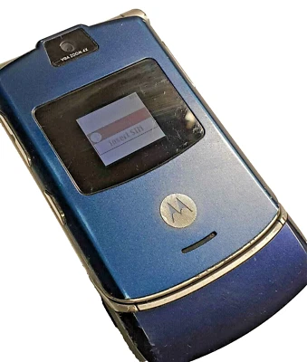 Motorola V3 Phone RAZR ATT Cingular Flip SMS EMAIL GPRS BLUE SLIM GSM QuadBand - Image 1 of 4