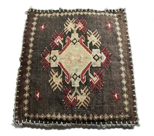 ANTIQUE WOOL HANDWOVEN CHAIR PILLOW, TURKISH/AFGHAN/ FLAT WEAVE - Picture 1 of 10