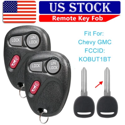 2 For 1999 2000 2001 Chevrolet Silverado 1500 2500 3500 Car Remote Fob + Key - Image 1 of 4