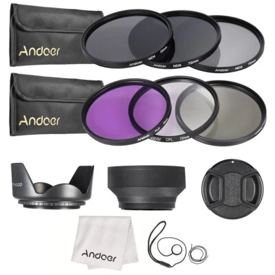 72mm Lens Filter Kit +CPL+FLD+(ND2 ND4 ND8) with Carry Pouch / T7N3 - Image 1 of 4