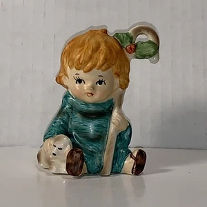 Vintage Lefton Shepard With Lamb 3" Ceramic Figurine Christmas Decor Nativity - Picture 1 of 8