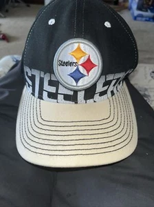 Pittsburgh “Steelers” NFL Black & Cream Hat Cap Men Stretch Fit S-M Reebok - Imagen 1 de 7