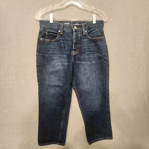 Old Navy Button Fly High-Rise Slouchy Straight Secret Slim Denim Capri Sz 4P - Picture 1 of 8